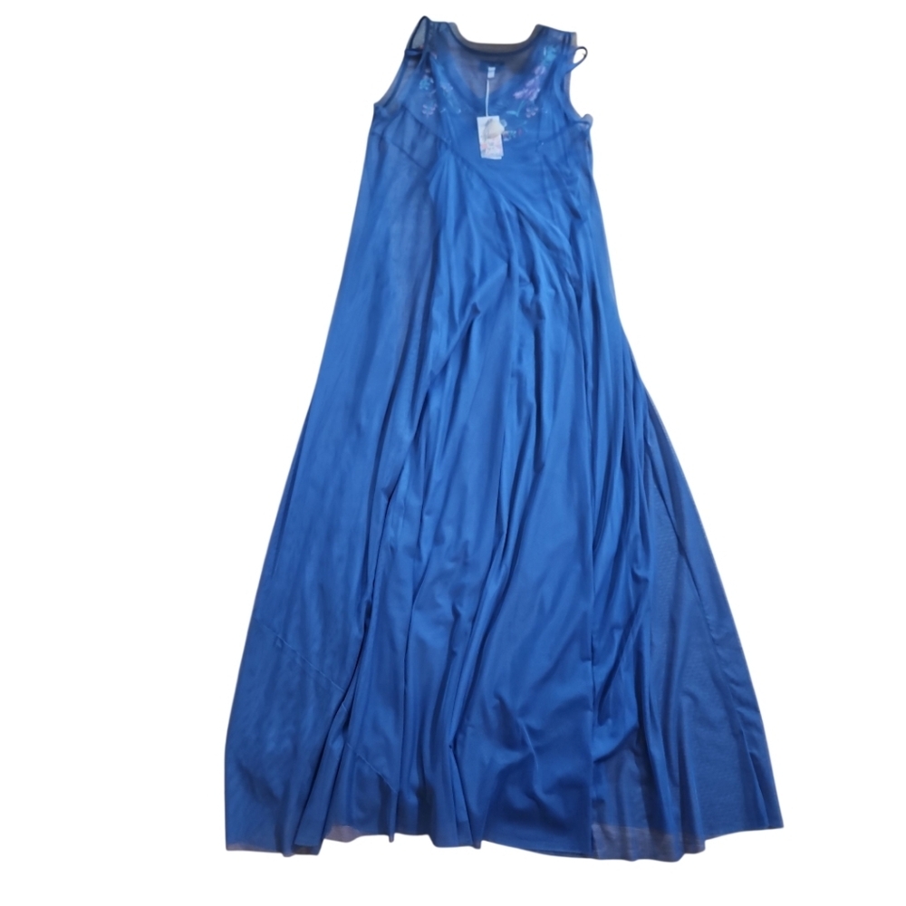 NWT Johnny Was Mazzy Bias Blue Embroidered Maxi Dress M - Picture 7 of 13